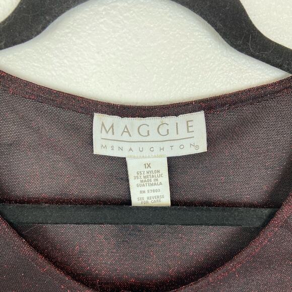 Maggie McNaughton Black Red Shimmer Blouse Top 1X - Picture 5 of 6